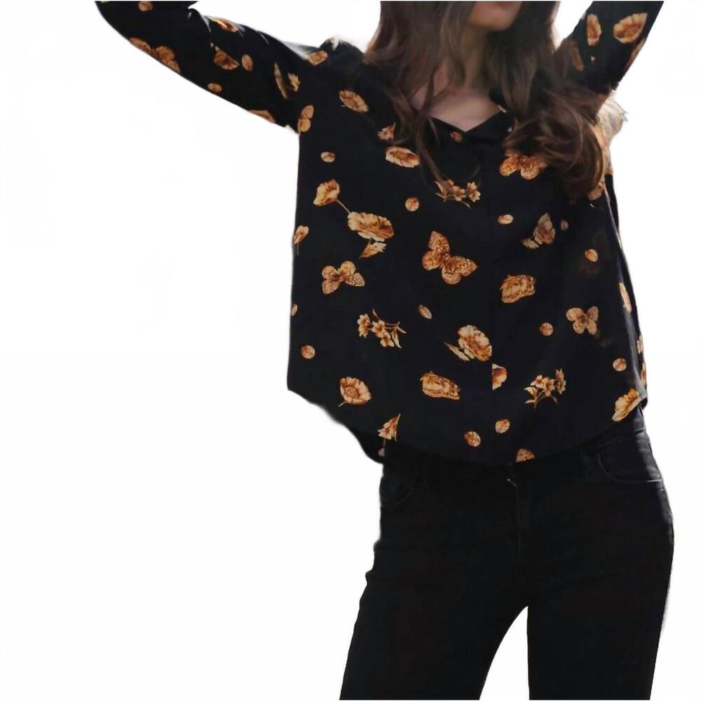 NEW CATHERINE GEE daria french cuff silk blouse in gold monarch